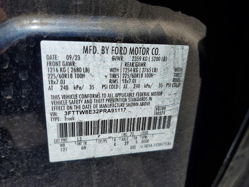 2023 Ford Maverick მანქანა იყიდება აუქციონზე, vin: 3FTTW8E32PRA91117, აუქციონის ნომერი: 51350586