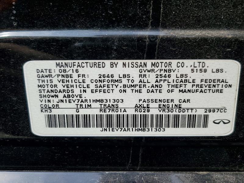 48785896 :رقم المزاد ، JN1EV7AR1HM831303 vin ، 2017 Infiniti Q50 مزاد بيع