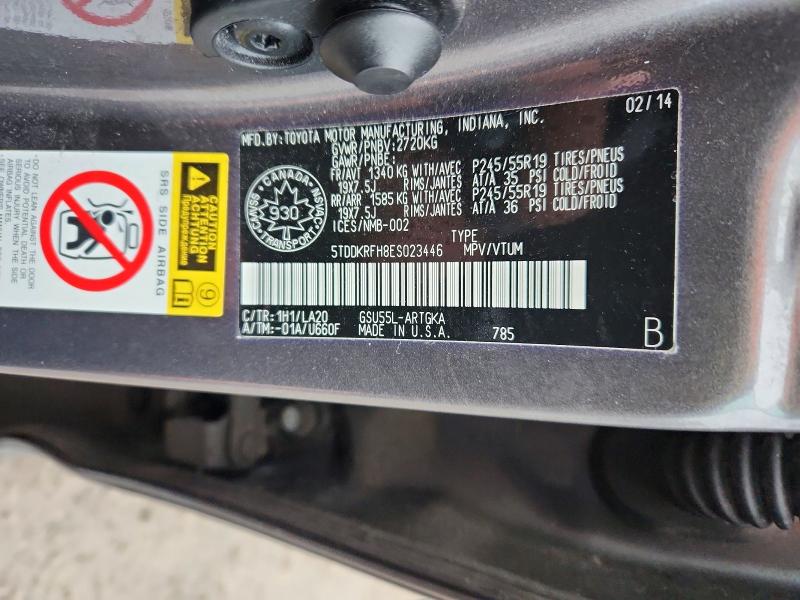 Продаж на аукціоні авто 2014 Toyota Highlander, vin: 5TDDKRFH8ES023446, номер лоту: 49122776