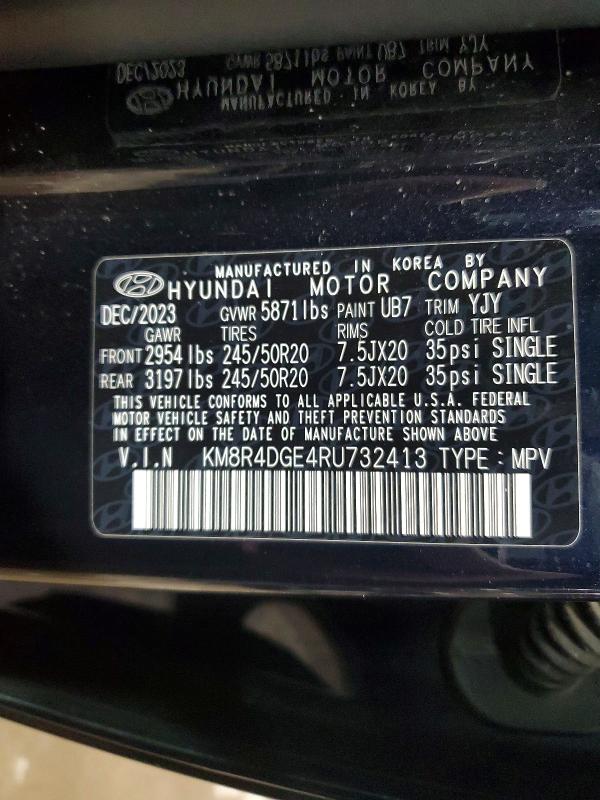 Aukcja sprzedaży 2024 Hyundai Palisade, vin: KM8R4DGE4RU732413, numer aukcji: 48791386