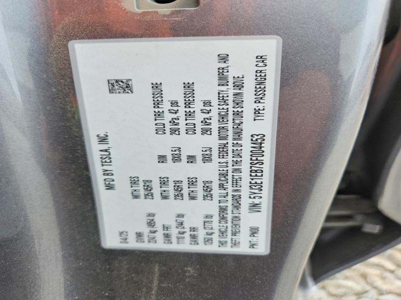 Aukcja sprzedaży 2025 Tesla Model 3, vin: 5YJ3E1EB7SF004453, numer aukcji: 48931096