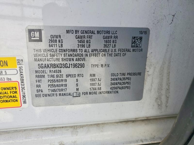 Aukcja sprzedaży 2016 Buick Enclave, vin: 5GAKRBKD3GJ196290, numer aukcji: 49429626