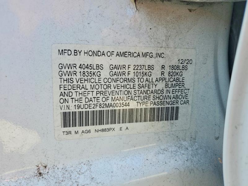 49299266 :رقم المزاد ، 19UDE2F82MA003544 vin ، 2021 Acura Ilx مزاد بيع