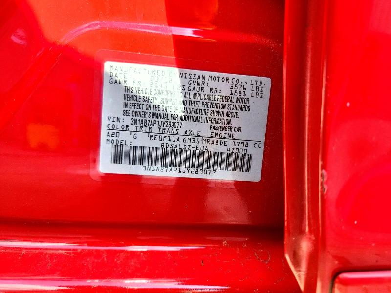 Продаж на аукціоні авто 2018 Nissan Sentra, vin: 3N1AB7AP1JY289077, номер лоту: 51403006