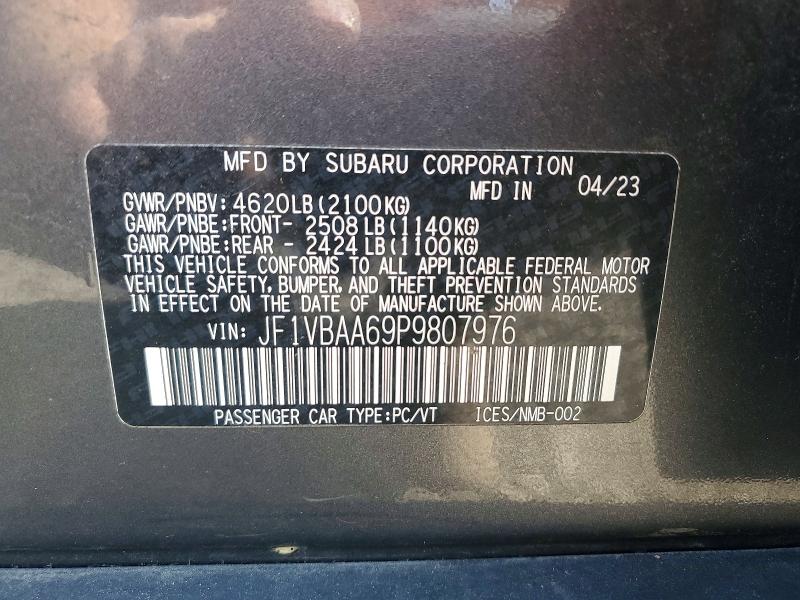 49026506 :رقم المزاد ، JF1VBAA69P9807976 vin ، 2023 Subaru Wrx مزاد بيع