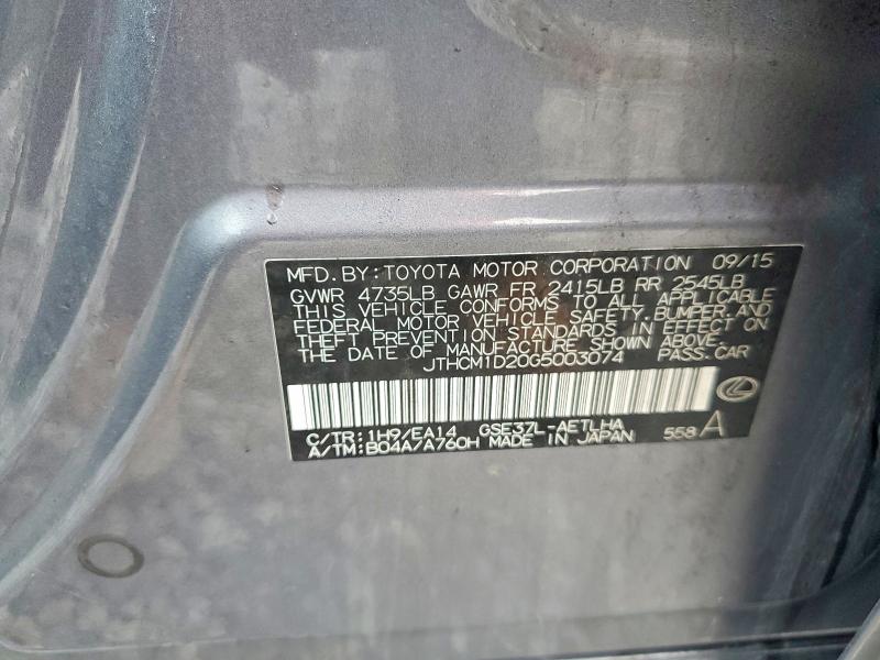 51429116 :رقم المزاد ، JTHCM1D20G5003074 vin ، 2016 Lexus Is مزاد بيع