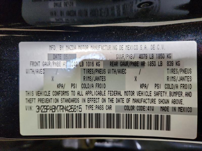 Aukcja sprzedaży 2024 Mazda 3, vin: 3MZBPABM7RM425815, numer aukcji: 51005236