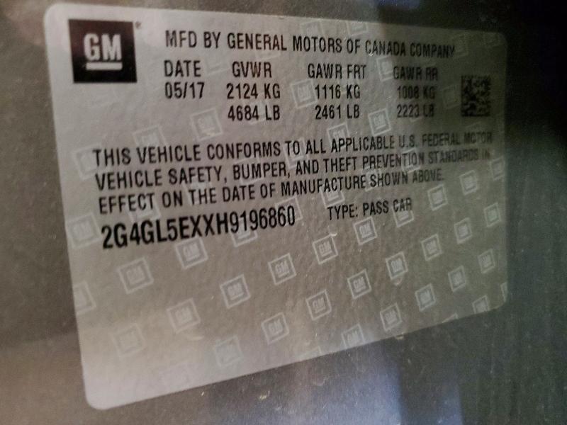 Продаж на аукціоні авто 2017 Buick Regal, vin: 2G4GL5EXXH9196860, номер лоту: 51280556