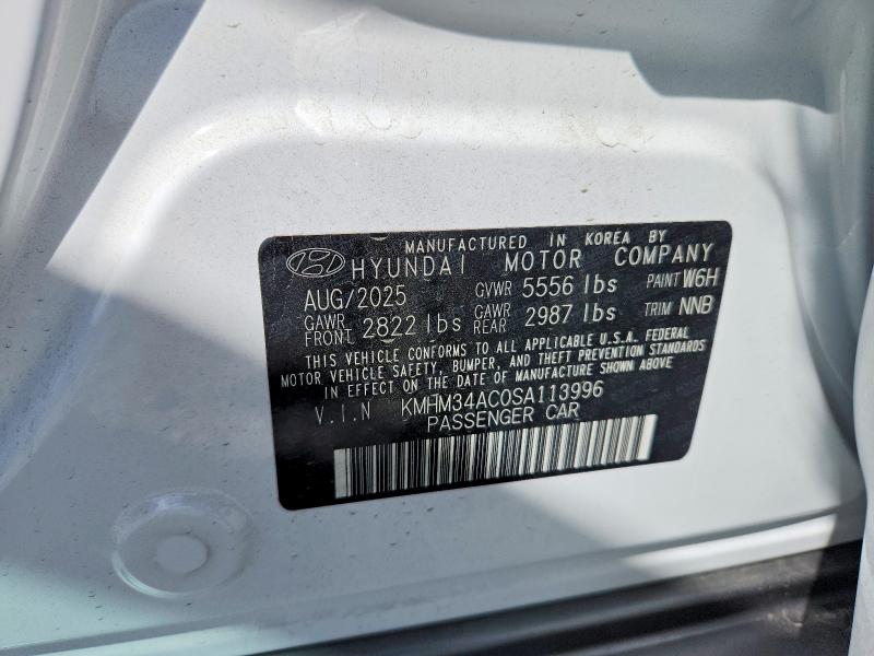 2025 Hyundai Ioniq 6 მანქანა იყიდება აუქციონზე, vin: KMHM34AC0SA113996, აუქციონის ნომერი: 51096376
