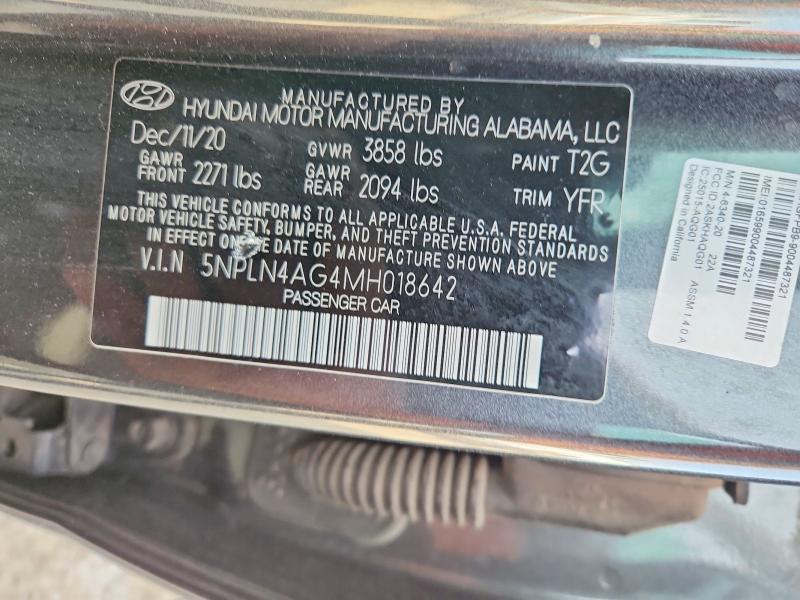 Продажа на аукционе авто 2021 Hyundai Elantra, vin: 5NPLN4AG4MH018642, номер лота: 49972736