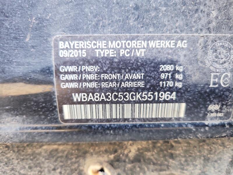 Aukcja sprzedaży 2016 Bmw 320, vin: WBA8A3C53GK551964, numer aukcji: 50510856