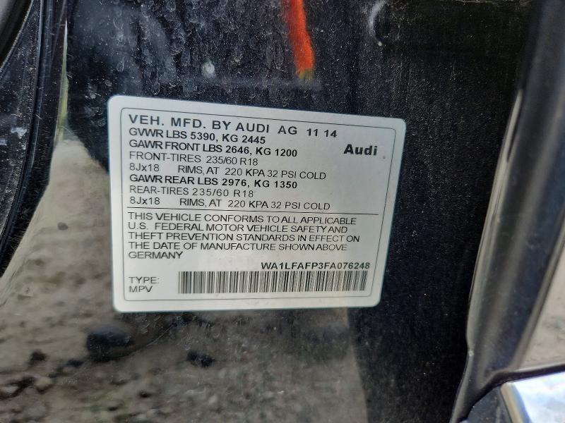 Продаж на аукціоні авто 2015 Audi Q5, vin: WA1LFAFP3FA076248, номер лоту: 51938436