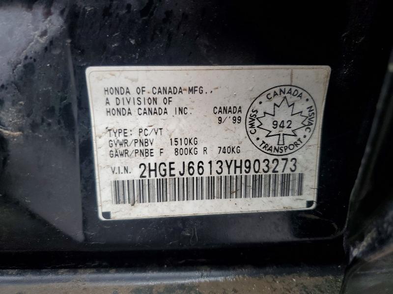 Aukcja sprzedaży 2000 Honda Civic, vin: 2HGEJ6613YH903273, numer aukcji: 46685256