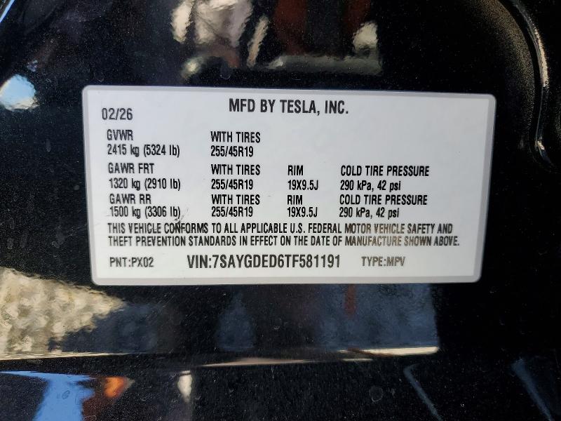 Продажа на аукционе авто 2026 Tesla Model Y, vin: 7SAYGDED6TF581191, номер лота: 49830116