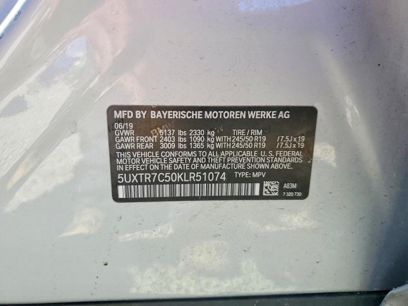 Продаж на аукціоні авто 2019 Bmw X3, vin: 5UXTR7C50KLR51074, номер лоту: 51905636