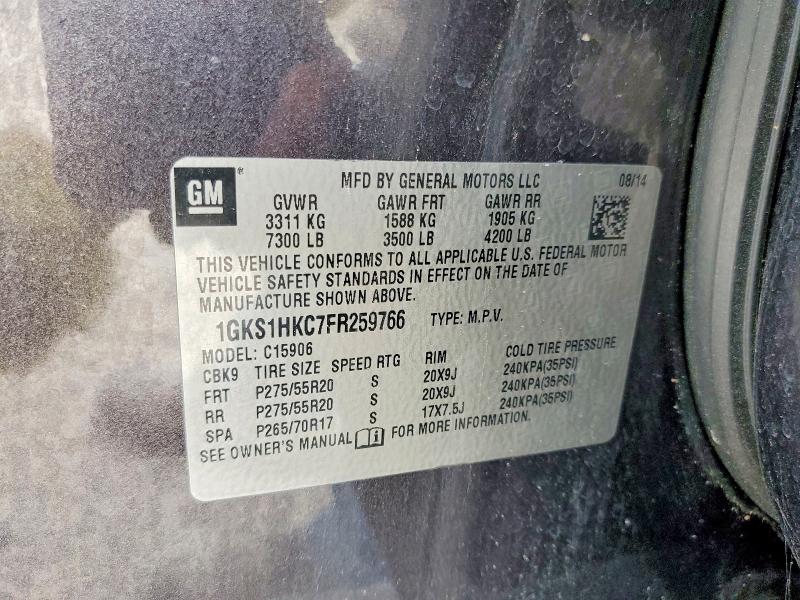Aukcja sprzedaży 2015 Gmc Yukon Xl, vin: 1GKS1HKC7FR259766, numer aukcji: 50513676