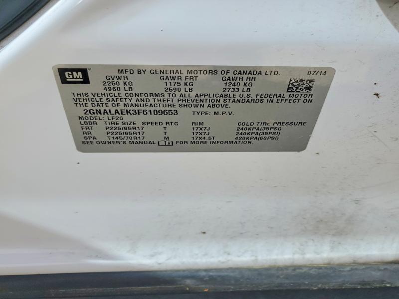 49824726 :رقم المزاد ، 2GNALAEK3F6109653 vin ، 2015 Chevrolet Equinox مزاد بيع
