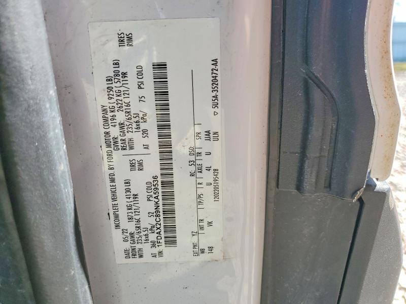 2022 Ford Transit მანქანა იყიდება აუქციონზე, vin: 1FDAX2C89NKA59536, აუქციონის ნომერი: 51413236