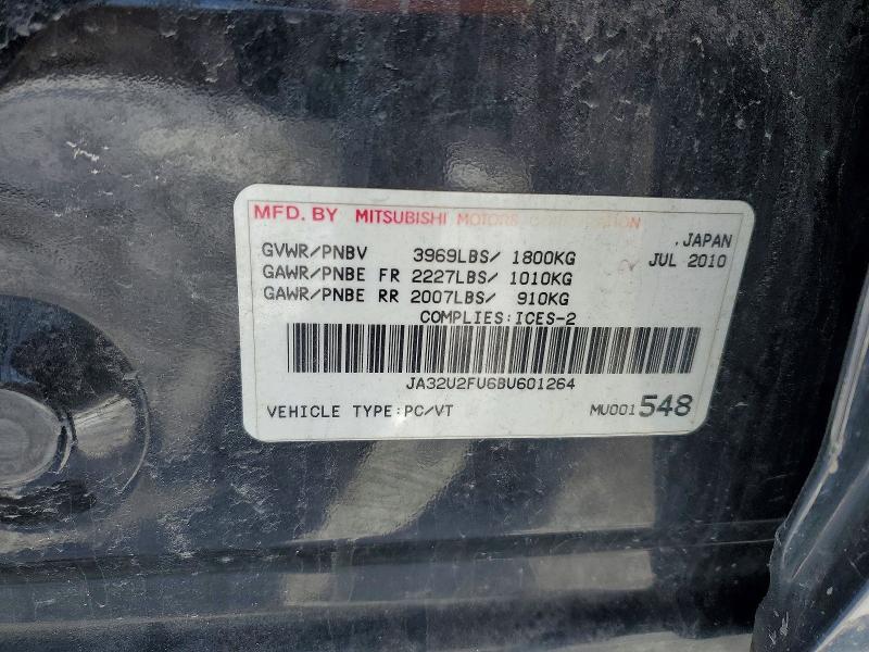 Aukcja sprzedaży 2011 Mitsubishi Lancer, vin: JA32U2FU6BU601264, numer aukcji: 46029826