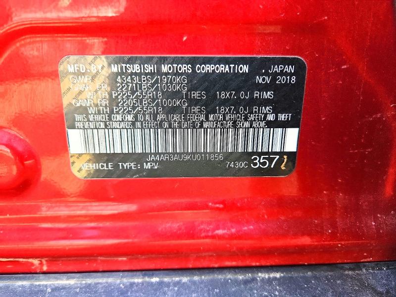 Продаж на аукціоні авто 2019 Mitsubishi Outlander Sport, vin: JA4AR3AU9KU011856, номер лоту: 50818506
