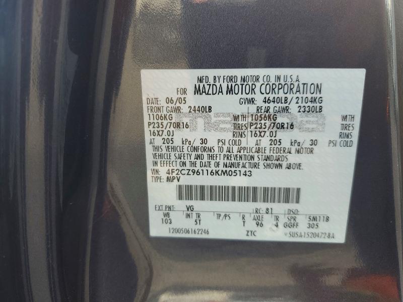 Продаж на аукціоні авто 2006 Mazda Tribute, vin: 4F2CZ96116KM05143, номер лоту: 50937576