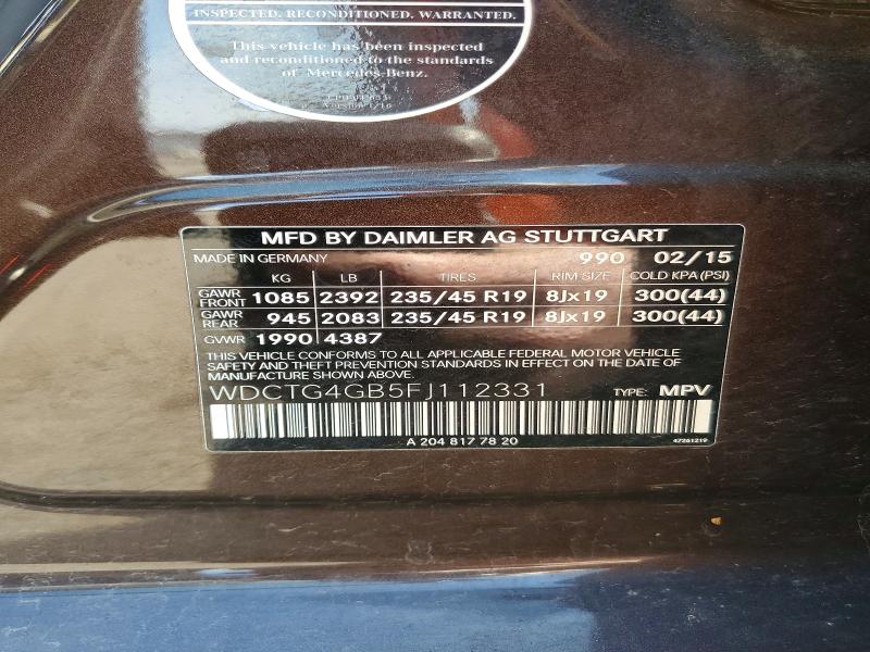 Продаж на аукціоні авто 2015 Mercedes-benz Gla, vin: WDCTG4GB5FJ112331, номер лоту: 49960746
