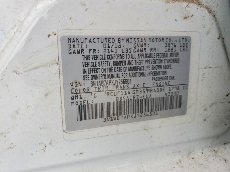 51572396 :رقم المزاد ، 3N1AB7APXJY256501 vin ، 2018 Nissan Sentra مزاد بيع