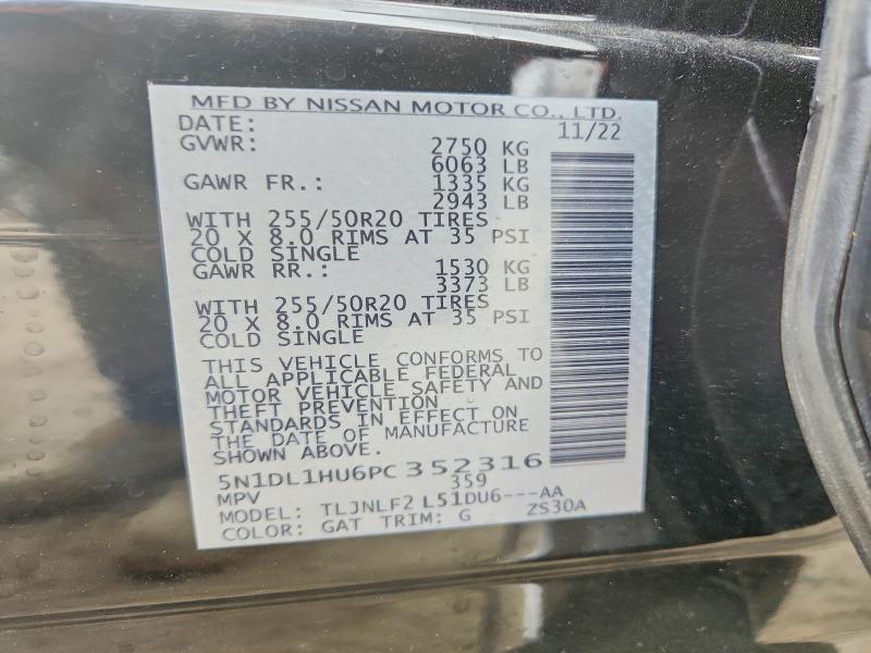 Aukcja sprzedaży 2023 Infiniti Qx60, vin: 5N1DL1HU6PC352316, numer aukcji: 48242506