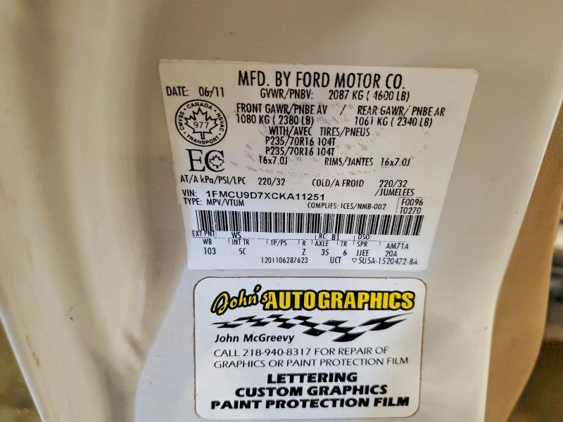 2012 Ford Escape მანქანა იყიდება აუქციონზე, vin: 1FMCU9D7XCKA11251, აუქციონის ნომერი: 51463176
