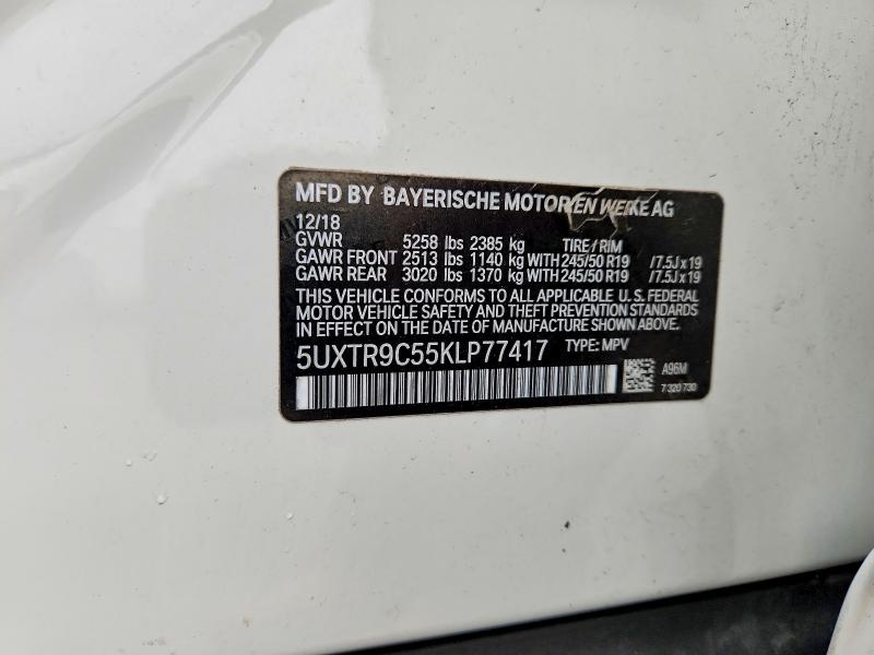 Aukcja sprzedaży 2019 Bmw X3, vin: 5UXTR9C55KLP77417, numer aukcji: 50531806