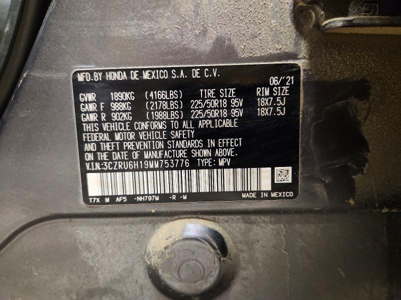 48343866 :رقم المزاد ، 3CZRU6H19MM753776 vin ، 2021 Honda Hr-v مزاد بيع