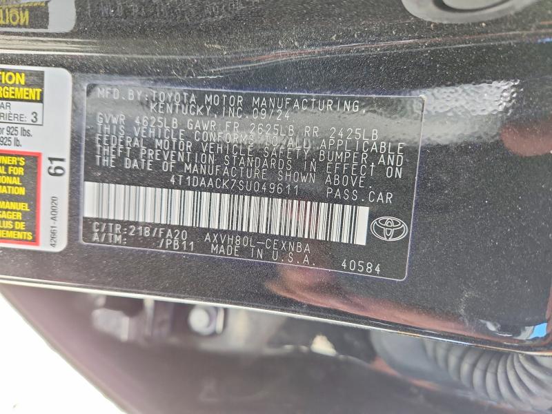 Продаж на аукціоні авто 2025 Toyota Camry, vin: 4T1DAACK7SU049611, номер лоту: 50943456