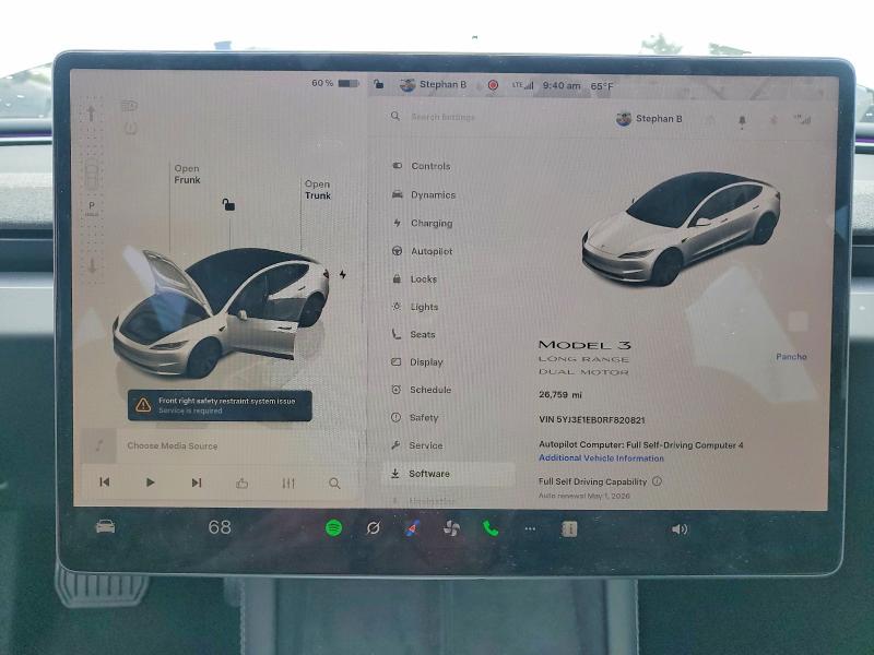 48938676 :رقم المزاد ، 5YJ3E1EB0RF820821 vin ، 2024 Tesla Model 3 مزاد بيع