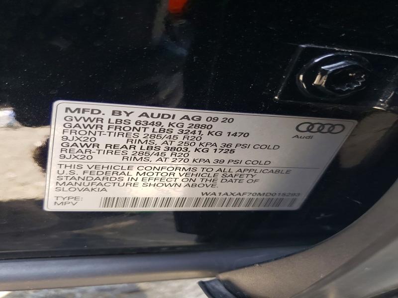 Продаж на аукціоні авто 2021 Audi Q7, vin: WA1AXAF70MD015293, номер лоту: 51638886