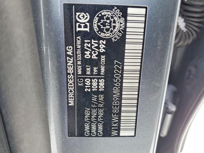 Продаж на аукціоні авто 2021 Mercedes Benz C, vin: W1KWF8EB9MR650227, номер лоту: 47377926