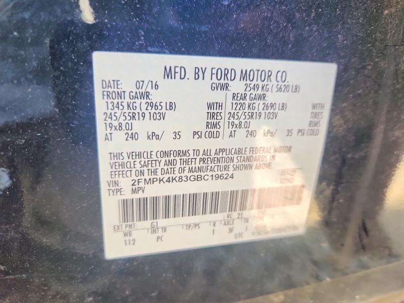 Продаж на аукціоні авто 2016 Ford Edge, vin: 2FMPK4K83GBC19624, номер лоту: 50316006