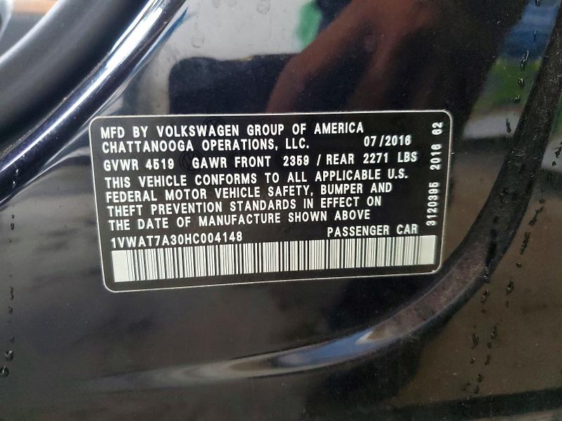 51559036 :رقم المزاد ، 1VWAT7A30HC004148 vin ، 2017 Volkswagen Passat مزاد بيع