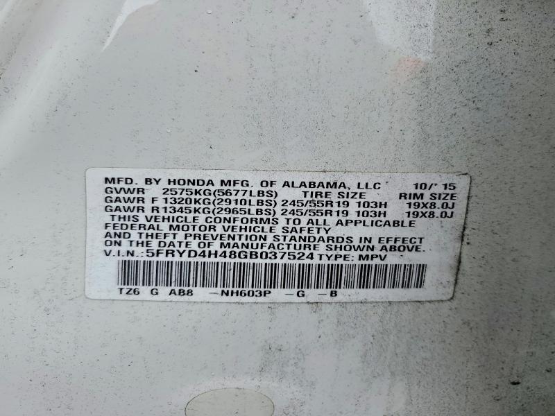 Auction sale of the 2016 Acura Mdx, vin: 5FRYD4H48GB037524, lot number: 50848776