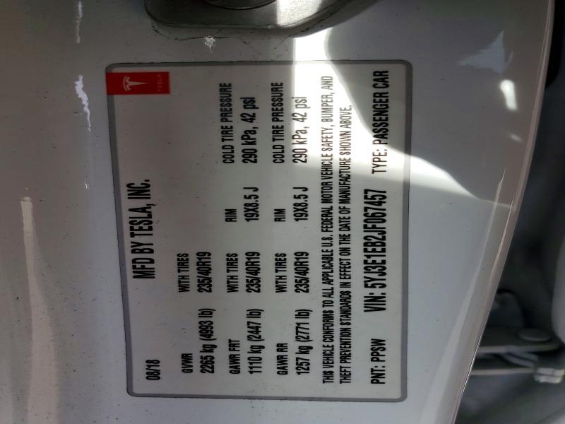 Продаж на аукціоні авто 2018 Tesla Model 3, vin: 5YJ3E1EB2JF067457, номер лоту: 50700016