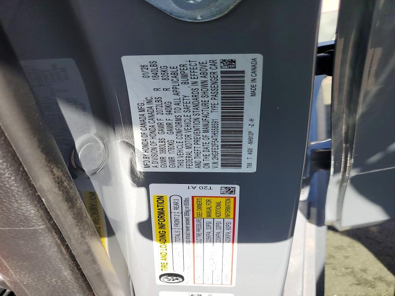50501246 :رقم المزاد ، 2HGFE2F54TH558591 vin ، 2026 Honda Civic مزاد بيع
