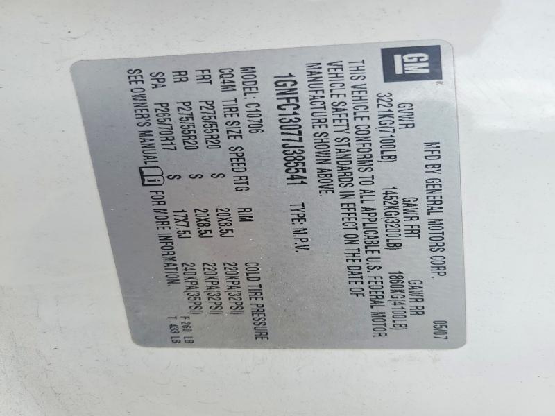 Aukcja sprzedaży 2007 Chevrolet Tahoe, vin: 1GNFC13077J385541, numer aukcji: 49329836