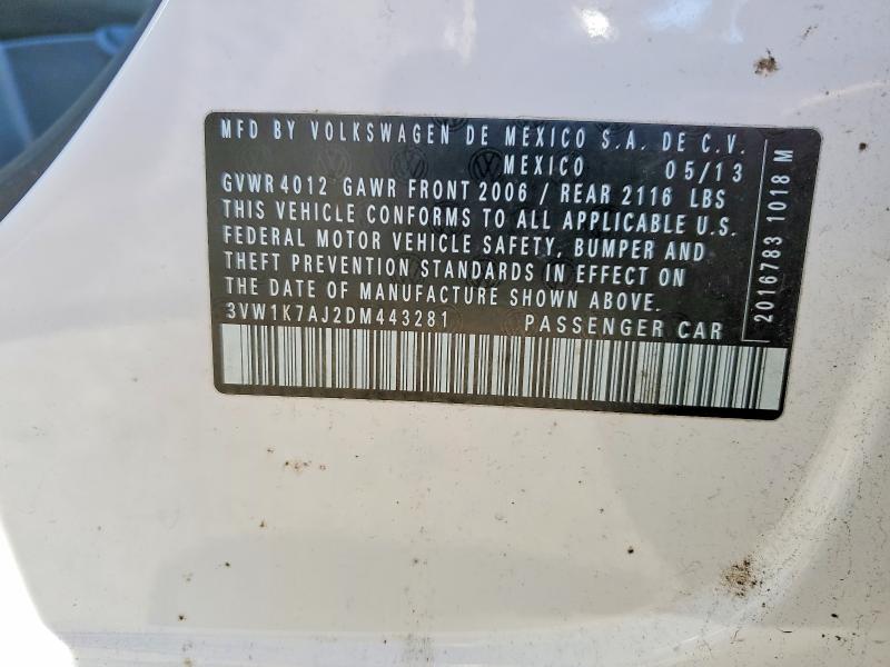 Aukcja sprzedaży 2013 Volkswagen Jetta, vin: 3VW1K7AJ2DM443281, numer aukcji: 51473126