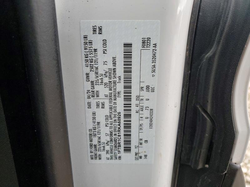 50894016 :رقم المزاد ، 1FTBR1C81RKA60926 vin ، 2024 Ford Transit مزاد بيع