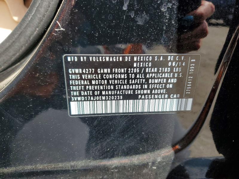 2014 Volkswagen Jetta მანქანა იყიდება აუქციონზე, vin: 3VWD17AJ0EM320239, აუქციონის ნომერი: 50666396