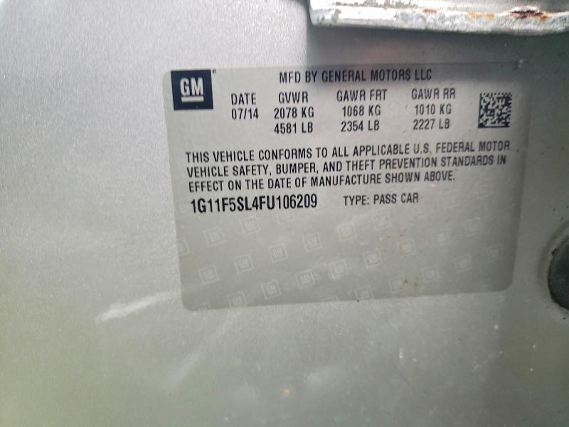 78817415 :رقم المزاد ، 1G11F5SL4FU106209 vin ، 2015 Chevrolet Malibu مزاد بيع