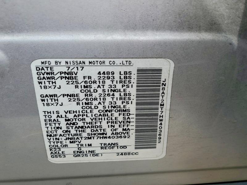 Продажа на аукционе авто 2017 Nissan Rogue, vin: JN8AT2MT7HW403692, номер лота: 50304326