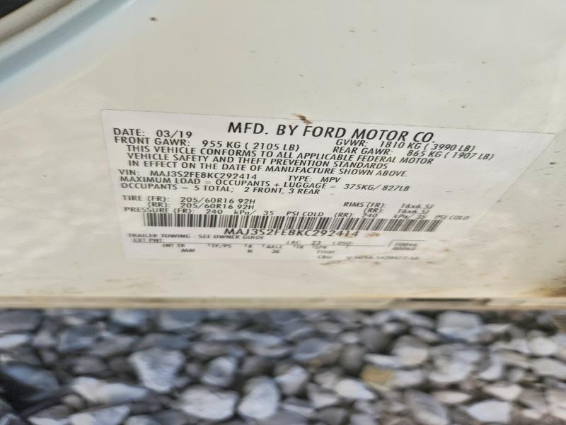Aukcja sprzedaży 2019 Ford Ecosport, vin: MAJ3S2FE8KC292414, numer aukcji: 49438346
