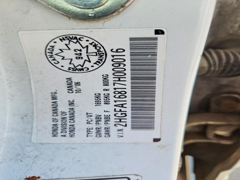 2007 Honda Civic მანქანა იყიდება აუქციონზე, vin: 2HGFA16817H009016, აუქციონის ნომერი: 50407426