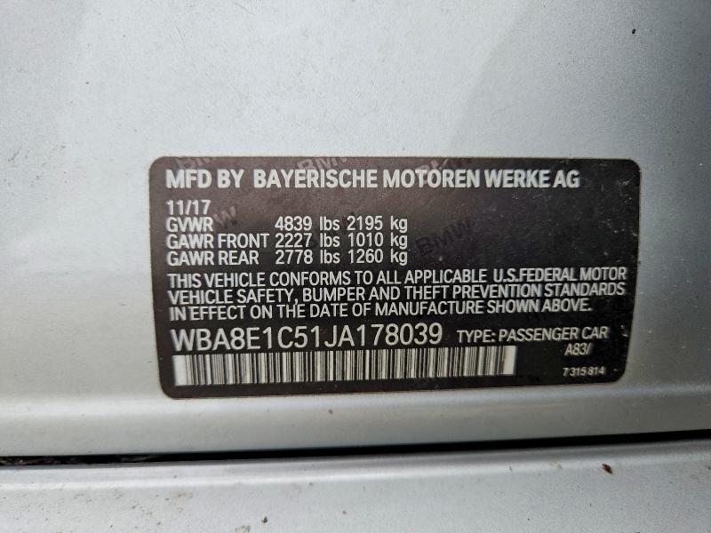 Продажа на аукционе авто 2018 Bmw 330e, vin: WBA8E1C51JA178039, номер лота: 50189816