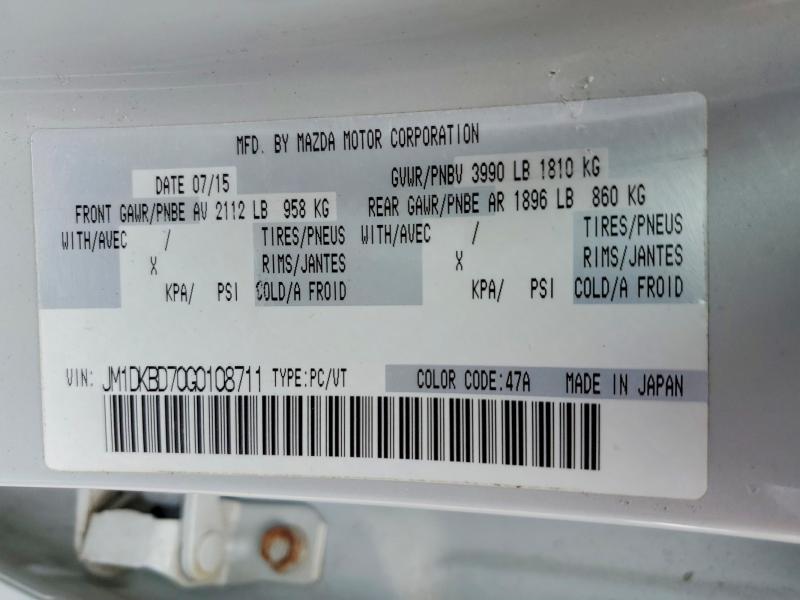 49730036 :رقم المزاد ، JM1DKBD70G0108711 vin ، 2016 Mazda Cx-3 مزاد بيع